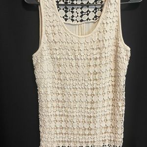 Large Offwhite solitaire BOHO style top with crochet front and back. Super soft